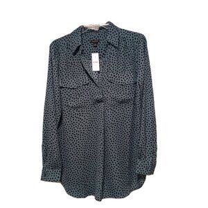 Ann Taylor Blue Patterned Blouse EUC
